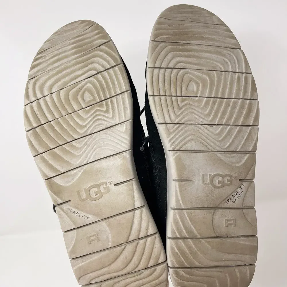 UGG Mens Size 7 Black Dustin Chukka Boots Suede Leather Lace Up Foam Footbed